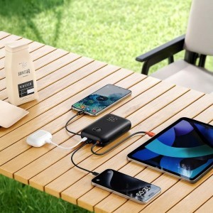 VEGER powerbank 30000 mAh beépített kábelekkel Type C / Lightning PD QC3.0 35W K3 (W3018) fekete-3