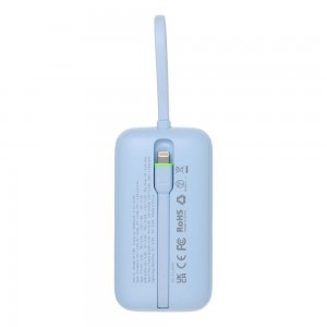 VEGER powerbank 10000 mAh beépített kábelekkel Type C / Lightning PD QC3.0 35W K1 (W1188) égkék-2