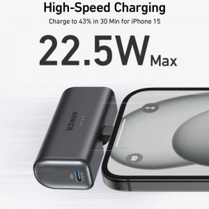 Powerbank Anker Nano USB-C Verzió, 5000mAh, 22.5W, PD, Fekete-2