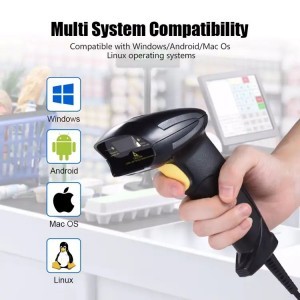 Vezeték nélküli 1D lézeres USB vezetékes vonalkódolvasó YHD-8200L-1