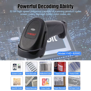 2D USB vezetékes vonalkódolvasó, QR kód olvasó YHD-8200D-5