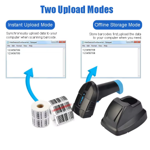 Vezeték nélküli 1D USB, vezeték nélküli (433 MHz) lézeres vonalkódolvasó YHD-6100LM 400m hatótávolság-3