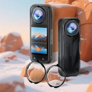 Puluz forgatható edzett üveg lencsevédő fedél Insta360 X5-höz (Átlátszó)-2