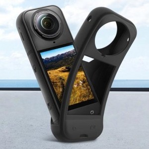 PULUZ Szilikon Védőtok Lencsevédővel az Insta360 X5-höz (Fekete) tok-3