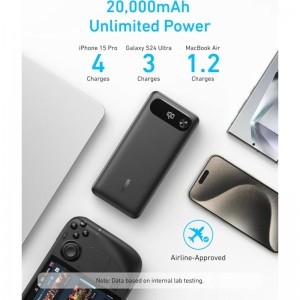 Anker PowerCore powerbank, 20000mAh, 87W, QC + PD, fekete-1