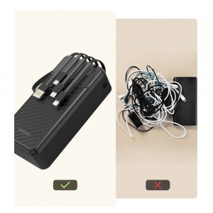 Dudao K11 Max 30000mAh Powerbank beépített kábelekkel - Fekete-7