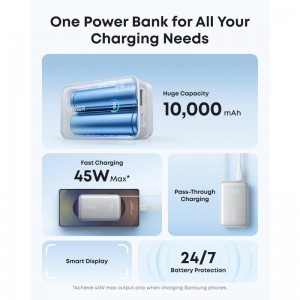 Powerbank Anker Nano, 10000mAh, 45W, QC + PD, Fehér A1638H21-2