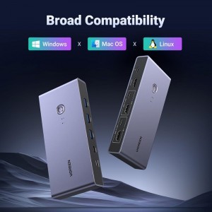 UGREEN CM692 HDMI Video Kapcsoló, 2 x HDMI - HDMI, Szürke-1