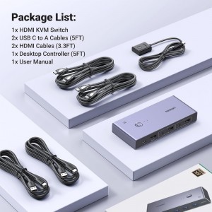 UGREEN CM692 HDMI Video Kapcsoló, 2 x HDMI - HDMI, Szürke-7