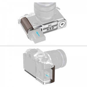 Smallrig 5563 L-Shaped Mount Plate with Wooden Handle for OM System OM-3-4