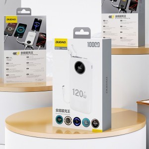 Dudao K13 10000mAh Powerbank beépített kábelekkel - Fehér-3