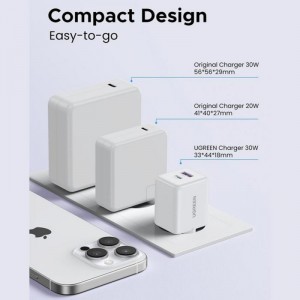 Hálózati töltő UGREEN X516, 30W, 3A, 1 x USB-A - 1 x USB-C, Fekete-3