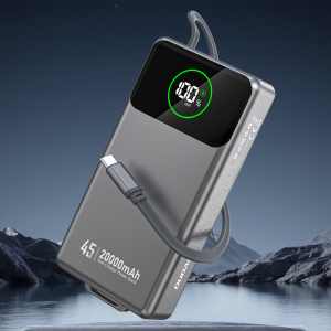 Powerbank Dudao K31 Pro 45W 20000mAh beépített, visszahúzható USB-C kábellel - szürke-7