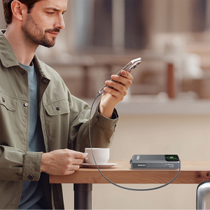 Powerbank Dudao K31 Pro 45W 20000mAh beépített, visszahúzható USB-C kábellel - szürke-4