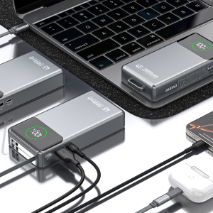 Powerbank Dudao K31 Pro 45W 20000mAh beépített, visszahúzható USB-C kábellel - szürke-3