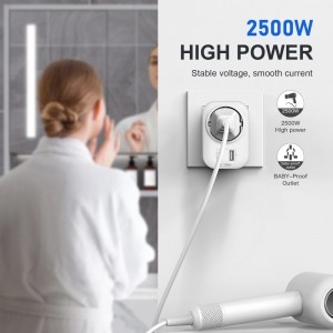 Fehér Tech-Protect TA100 Utazó Adapter US-ról EU-ra-3