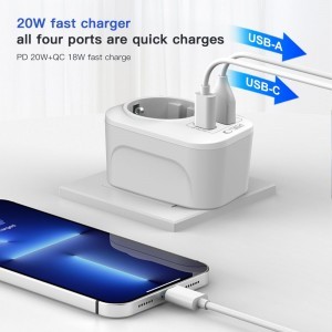 Fehér Tech-Protect TA100 Utazó Adapter US-ról EU-ra-4