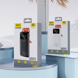 Dudao nagy kapacitású powerbank 3 beépített kábellel 20000mAh USB Type C + micro USB + Lightning fekete (Dudao K6Pro+),-7