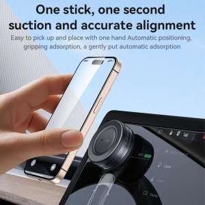 Yesido Autós tartó vezeték nélküli töltéssel (C223) - kijelzőhöz, elektromos vákuumzárral, MagSafe támogatással, USB-C, kicsi - Fekete-8