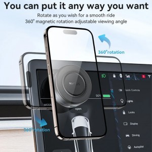 Yesido Autós tartó vezeték nélküli töltéssel (C223) - kijelzőhöz, elektromos vákuumzárral, MagSafe támogatással, USB-C, kicsi - Fekete-3