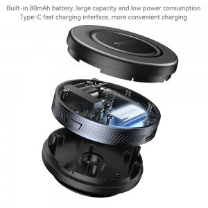 Yesido Autós tartó vezeték nélküli töltéssel (C223) - kijelzőhöz, elektromos vákuumzárral, MagSafe támogatással, USB-C, kicsi - Fekete-9