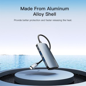 Yesido - Dokkolóállomás 7 az 1-ben (HB16) - Type-C 1x USB3.0, 2x USB2.0, TF/SD Kártya, 1x VGA, 1x Type-C, 5Gbps, PD100W - Szürke-6