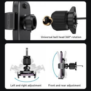 Autóstartó Yesido (C241) - Légbeömlőhöz, Hárompontos kiegyensúlyozott, 4,7-7,2 colos telefonokhoz - Fekete-3