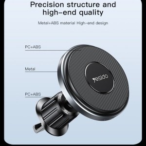 Yesido Autós tartó vezeték nélküli töltéssel (C190) - Szélvédőre, 360°, Intelligens azonosítás, 15 W - Fekete-3