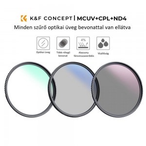 K and F Concept K&F Concept Professzionális szűrő szett + szűrőtartó tok (UV+CPL+ND4) 62mm-7