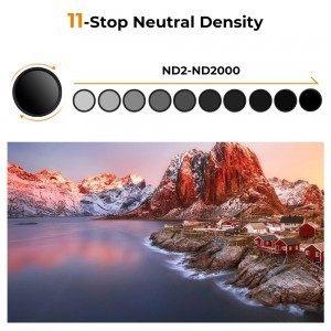 K and F Concept K&F Concept C Series Ultra-thin, VARIO ND 2-2000 változtatható szürkeszűrő, 62mm-1