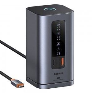 Baseus Spacemate 11in1 HUB (B00568101813-00) - USB-C 2xHDMI, 2xDP, 3xUSB, 2xUSB-C, RJ45, Jack - Űrszürke