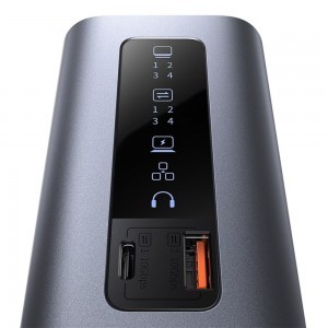 Baseus Spacemate 11in1 HUB (B00568101813-00) - USB-C 2xHDMI, 2xDP, 3xUSB, 2xUSB-C, RJ45, Jack - Űrszürke-9