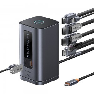 Baseus Spacemate 11in1 HUB (B00568101813-00) - USB-C 2xHDMI, 2xDP, 3xUSB, 2xUSB-C, RJ45, Jack - Űrszürke-7