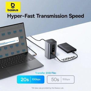 Baseus Spacemate 11in1 HUB (B00568101813-00) - USB-C 2xHDMI, 2xDP, 3xUSB, 2xUSB-C, RJ45, Jack - Űrszürke-3