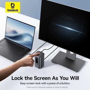 Baseus Spacemate 11in1 HUB (B00568101813-00) - USB-C 2xHDMI, 2xDP, 3xUSB, 2xUSB-C, RJ45, Jack - Űrszürke-1