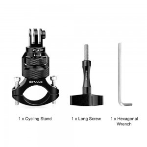 PULUZ PU796B 360 fokban forgatható alumínium motorkerékpár kormányra szerelhető adapter csavarral GoPro, Insta360, DJI (fekete) -2