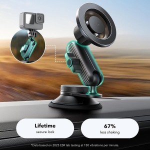 ESR Autós tartó OmniLock (2B5240162) - Műszerfalra, 360°, Mágneses, Rugalmas gömbcsuklós kar, Alumínium - Fekete/Karbon szálas-5