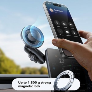 ESR Autós tartó OmniLock (2B5240162) - Műszerfalra, 360°, Mágneses, Rugalmas gömbcsuklós kar, Alumínium - Fekete/Karbon szálas-1