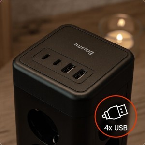 Huslog függőleges hálózati elosztó USB-A, USB-C porttal-7