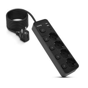 Huslog hálózati elosztó 5 kapcsolóval USB-A, USB-C porttal