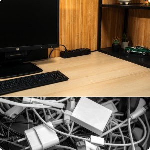 Huslog hálózati elosztó 5 kapcsolóval USB-A, USB-C porttal-9