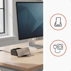 Huslog Power hálózati elosztó telefon tartóval HUS1055 USB-A, USB-C porttal-3