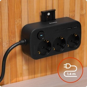 Huslog HUS1056 Hálózati elosztó telefontartóval USB-A, USB-C porttal-2