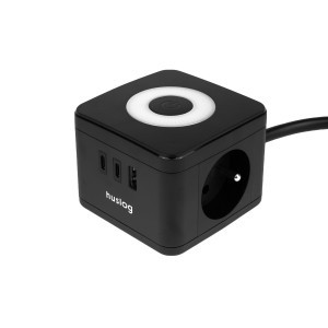 Huslog LED elosztó kocka fekete USB-A, USB-C portokkal-12