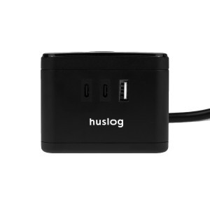Huslog LED elosztó kocka fekete USB-A, USB-C portokkal-9