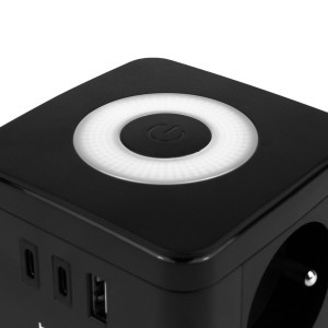 Huslog LED elosztó kocka fekete USB-A, USB-C portokkal-4