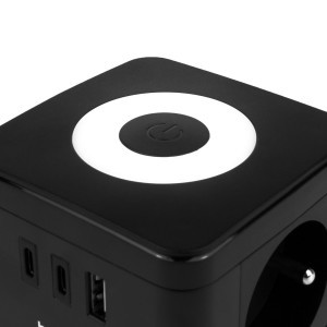 Huslog LED elosztó kocka fekete USB-A, USB-C portokkal-3
