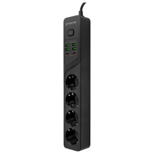 Proove 2m 3000W Hálózati Elosztó P-04 (4xAC + 4xUSB + 2xType-C) fekete-1