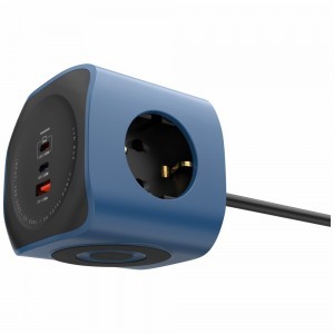 Cellline Power Socket Cube 6 az 1-ben 2500W USB/2xUSB-C 65W kék-4