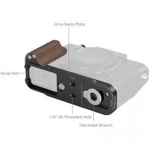 Smallrig 5666 L-Shaped Mount Plate with Wooden Handle for Fujifilm X-T30 / T30 II / T30 III Black-1